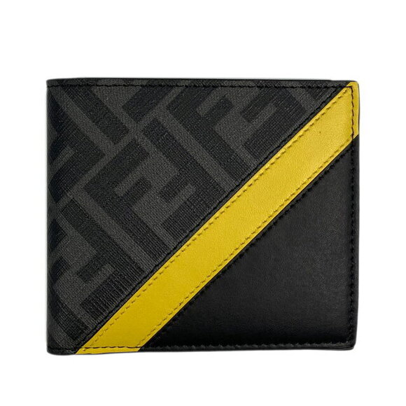 Fendi Handbags - Fendi Leather Bifold Wallet Gray Yellow Black